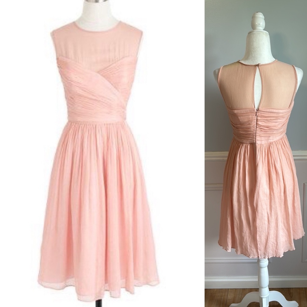 J. Crew  Clara Dress Silk Chiffon Dress Sz 8 Petite Romantic Balletcore Silk